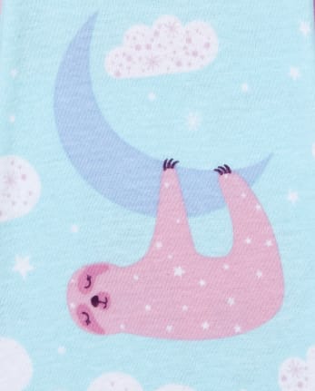 Pijama de algodón ajustado para niñas Sloth