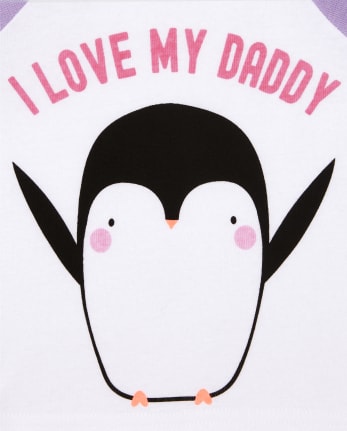 Pijamas de algodón ajustados Penguin Love para bebés y niñas pequeñas