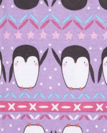 Pijamas de algodón ajustados Penguin Love para bebés y niñas pequeñas