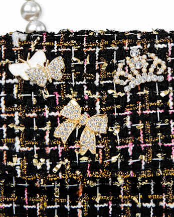 Girls Embellished Tweed Bag