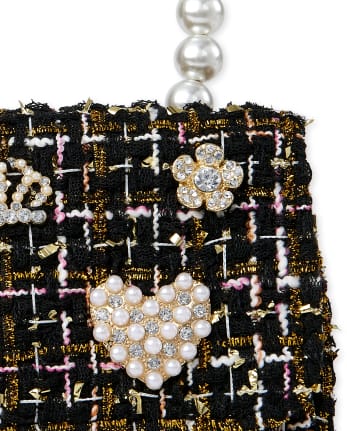 Girls Embellished Tweed Bag