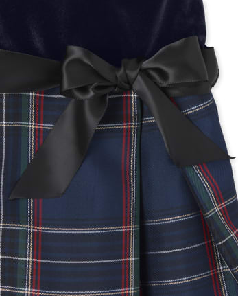 Girls Matching Family Velour Plaid Knit To Woven Dress - TIDAL