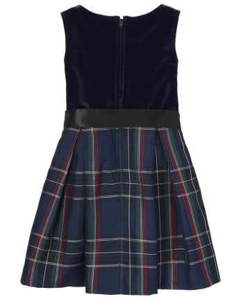 Girls Matching Family Velour Plaid Knit To Woven Dress - TIDAL