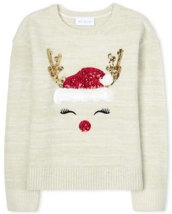 Girls Embellished Christmas Sweater