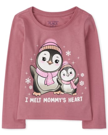 Baby And Toddler Girls Penguin Graphic Tee