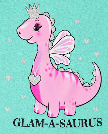 Camiseta con gráfico Glam-A-Saurus para bebés y niñas pequeñas