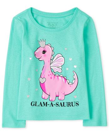 Camiseta con gráfico Glam-A-Saurus para bebés y niñas pequeñas
