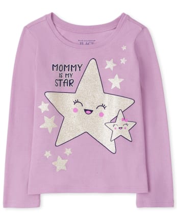 Camiseta con estampado de estrella de mamá para bebés y niñas pequeñas