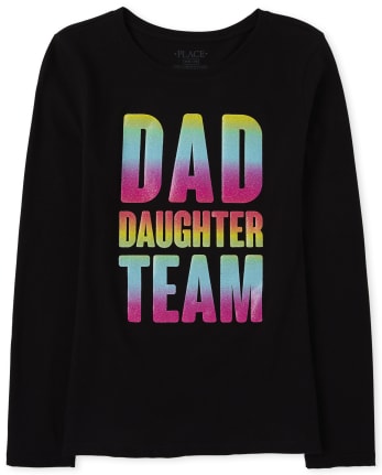 Camiseta con estampado de papá e hija para niñas