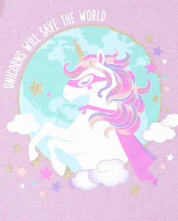 Girls Unicorn Super Hero Graphic Tee
