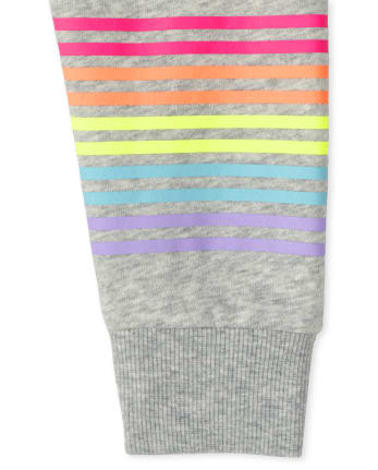 Girls Rainbow Fleece Jogger Pants