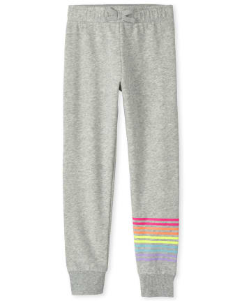 Girls Rainbow Fleece Jogger Pants
