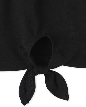 T-shirt basique à superposition noué sur le devant pour bébé et toute-petite fille