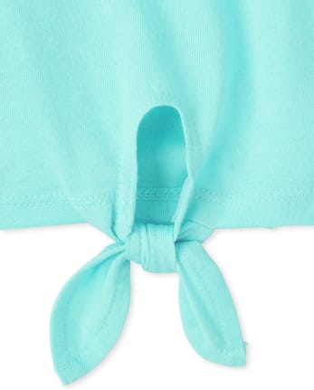T-shirt basique à superposition noué sur le devant pour bébé et toute-petite fille