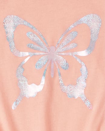 Girls Butterfly Tie Front Top