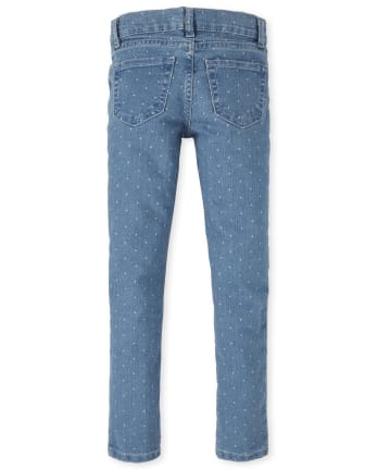 Girls Print Denim Jeggings