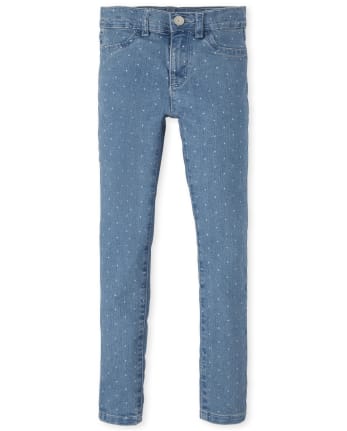 Girls Print Denim Jeggings