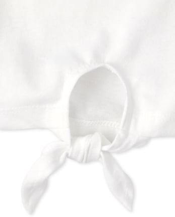 Camiseta básica a capas con lazo en la parte delantera para niñas