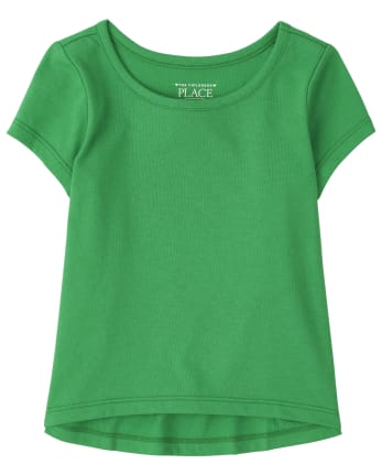 Camiseta básica con capas altas y bajas para bebés y niñas pequeñas