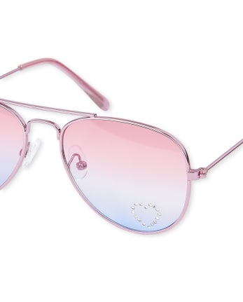 Girls Heart Aviator Sunglasses