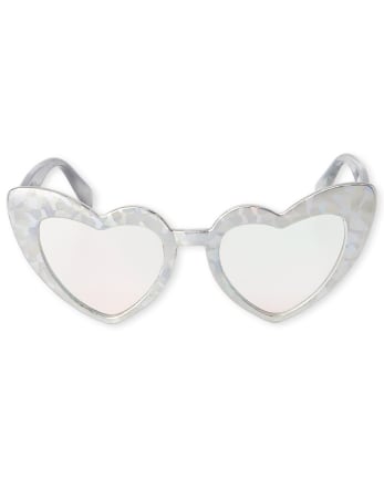 Gafas de sol con diseño de corazón metalizado para niñas