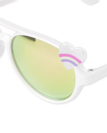 Gafas de sol de aviador con forma de corazón arcoíris para niñas pequeñas