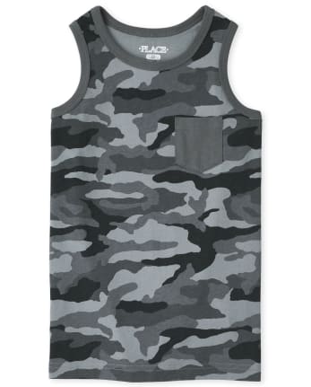 Boys Camo Pocket Tank Top