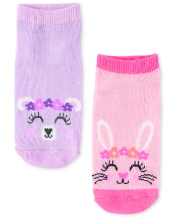 Toddler Girls Critter Ankle Socks 6-Pack