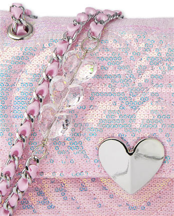 Girls Sequin Heart Quilted Bag