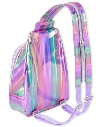 Girls Holographic Rainbow Crossbody Mini Backpack