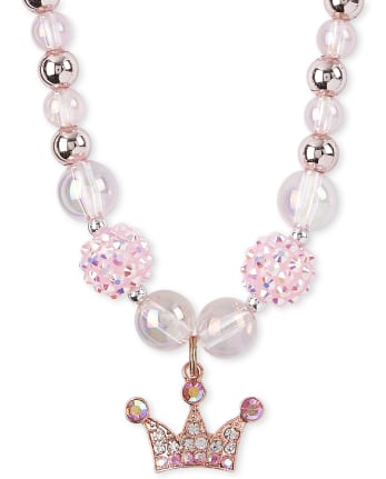 Girls Tiara Beaded Necklace And Bracelet Set