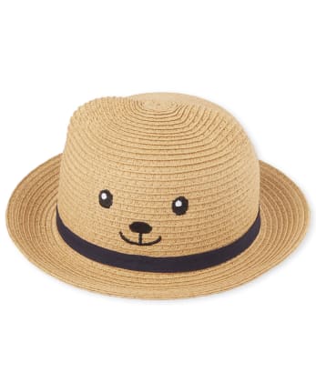 Baby Boys Bear Straw Hat