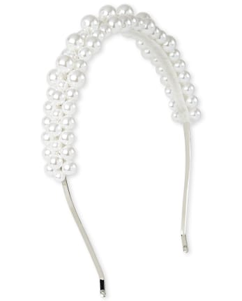 Diadema de metal con perlas sintéticas para niñas