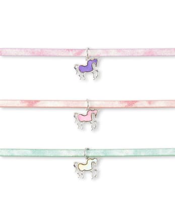 Girls Tie Dye Unicorn Choker Necklace 7-Pack