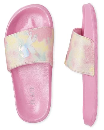 Chanclas con diseño de unicornio y teñido anudado para niñas