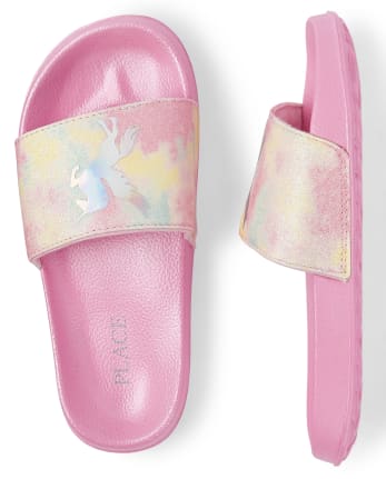 Chanclas con diseño de unicornio y teñido anudado para niñas