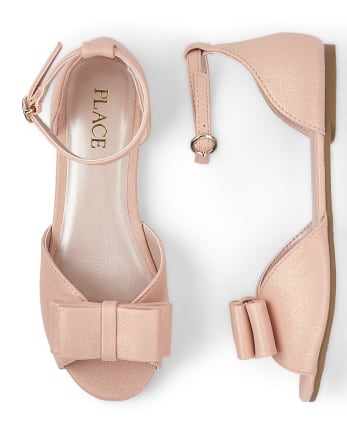 Girls Metallic Bow Ballet Flats