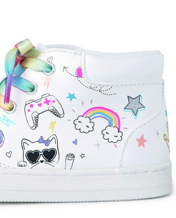 Girls Unicorn Doodle Hi Top Sneakers