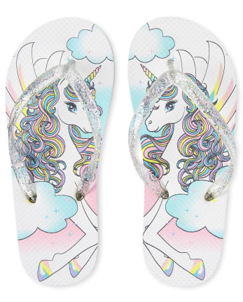 Girls Unicorn Flip Flops