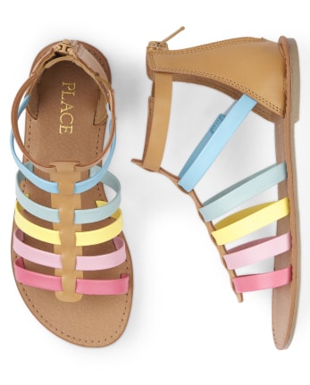 Sandalias de gladiador arcoíris para niñas