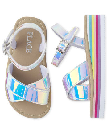 Girls holographic sandals clearance