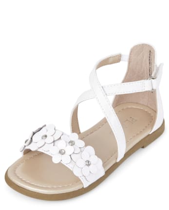 Toddler Girls Iridescent Flower Faux Leather Cross Strap Sandals | The ...