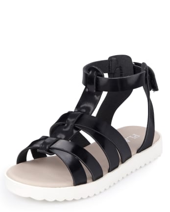 Toddler Girls Strappy Gladiator Sandals | The Children's Place - BLACK
