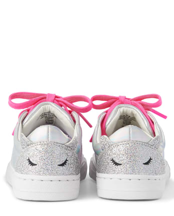 Girls Holographic Cat Low Top Sneakers