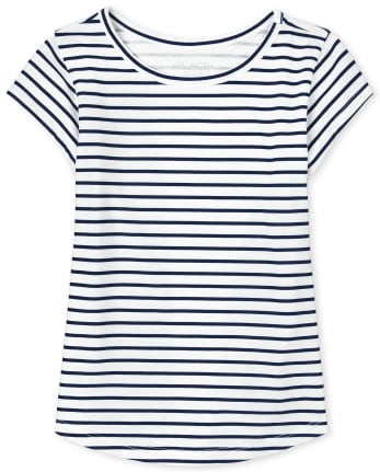 Girls Short Sleeve Striped Basic Layering Tee | The Children's Place ...