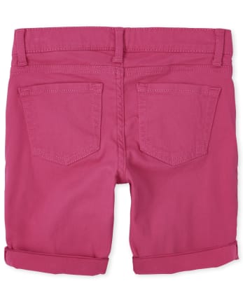 Shorts de sarga con puños enrollados para niñas