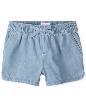 The Children's Place Girls' Slim Denim Pull on Shorts 