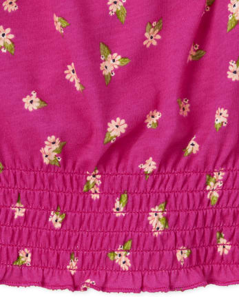 Girls Floral Smocked Top
