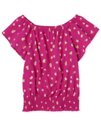 Girls Floral Smocked Top