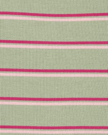 Girls Striped Ribbed Tie Front Top
